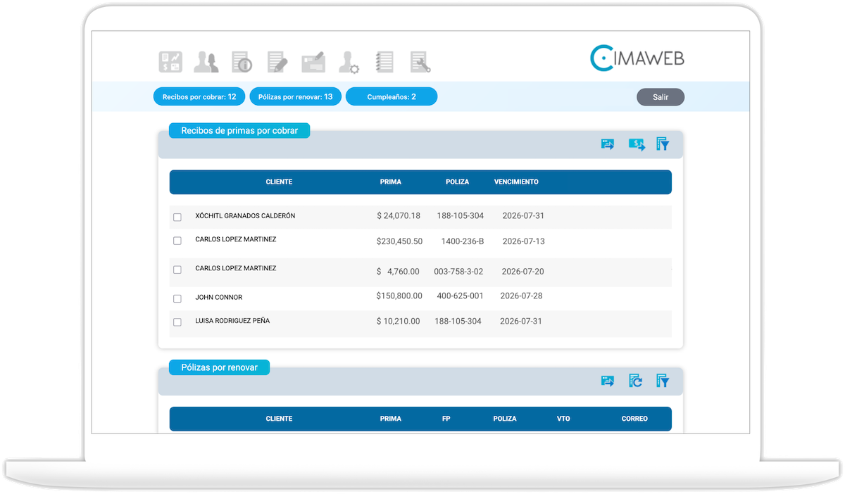Plataforma Cimaweb en MacBook